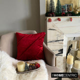 Red Merry - Red Velvet Decorative Throw  Cushion Cover