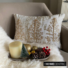 Glitz Gold Tree - Gold Velvet Gold Decorative Lumbar Cushion Cover