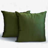 Olive Green Slub Satin - Olive Green Satin Throw Cushion Cover