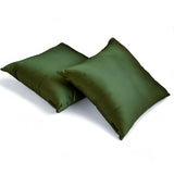 Olive Green Slub Satin - Olive Green Satin Throw Cushion Cover