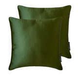 Olive Green Slub Satin Throw Cushion Cover
