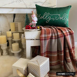 Holly Jolly - Green Silk Decorative Lumbar Cushion Cover