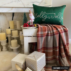 Holly Jolly - Green Silk Decorative Lumbar Cushion Cover