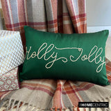 Holly Jolly - Green Silk Decorative Lumbar Cushion Cover