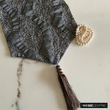 Celestial Paisley - Grey Jacquard Silk Decorative Table Runner