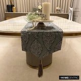 Celestial Paisley - Grey Jacquard Silk Decorative Table Runner