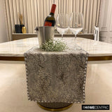 Pewter Python - Silver Faux Leather Decorative Table Runner