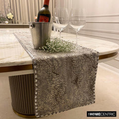 Pewter Python - Silver Faux Leather Decorative Table Runner