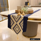 Aissa - Blue Jacquard Decorative Table Runner