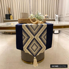 Aissa - Blue Jacquard Decorative Table Runner