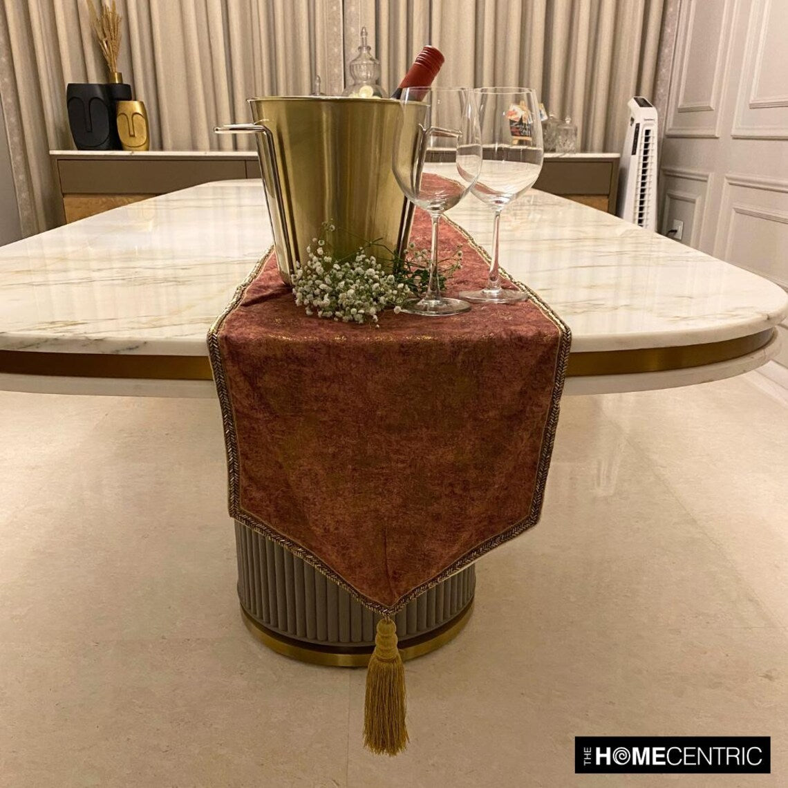 Rust Fancy Table Runner Rust Suede Decorative Table Runner, Shimmer Fest – The HomeCentricAU