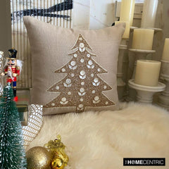 Auric Tree - Gold Linen Decorative Throw  Cushion Cover