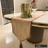 Shimmer Fest Ivory - Ivory Suede Decorative Table Runner