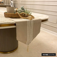 Lace Symphony - Beige Linen Decorative Table Runner