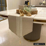 Lace Symphony - Beige Linen Decorative Table Runner