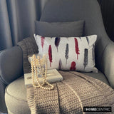 Feather Fluff Red - Red Satin Home Decor Lumbar Cushion Cover