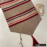 Chevron Bar - Red Linen & Jacquard Silk Decorative Table Runner