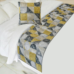 Chartreuse Symmetry Decorative Bed Runner and Cushion Cover
