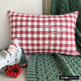 Holiday Merry - Red Cotton Christmas Checkered, Merry Lumbar Cushion Cover