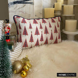 Jolly Tree - Red Jacquard Decorative Lumbar Cushion Cover