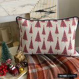 Jolly Tree - Red Jacquard Decorative Lumbar Cushion Cover