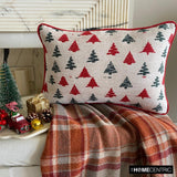 Merry Pine - Green & Red Jacquard Decorative Lumbar Cushion Cover