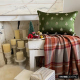 Festive Tree - Green Satin Decorative Lumbar Cushion Cover