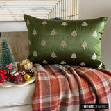 Festive Tree - Green Satin Decorative Lumbar Cushion Cover