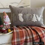 Holiday Twinkle - Gray & Silver Linen Decorative Lumbar Cushion Cover
