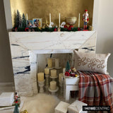 Ho Ho Ho - Gold Linen Christmas Ho Ho Ho Lumbar Cushion Cover