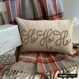 Ho Ho Ho - Gold Linen Christmas Ho Ho Ho Lumbar Cushion Cover