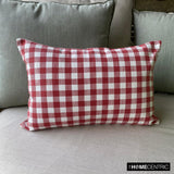 Grid Loom Red - Red Cotton Decorative Lumbar Cushion Cover