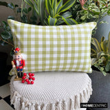 Grid Loom Verde - Green Cotton Decorative Lumbar Cushion Cover