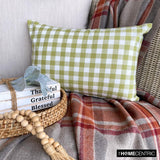 Grid Loom Verde - Green Cotton Decorative Lumbar Cushion Cover