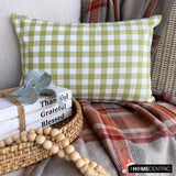 Grid Loom Verde - Green Cotton Decorative Lumbar Cushion Cover