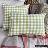 Grid Loom Verde - Green Cotton Decorative Lumbar Cushion Cover