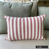 Lush Lines Red - Red Cotton Decorative Lumbar Cushion Cover