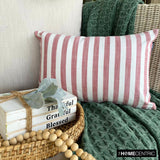 Lush Lines Red - Red Cotton Decorative Lumbar Cushion Cover