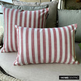 Lush Lines Red - Red Cotton Decorative Lumbar Cushion Cover