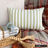 Lush Lines Verde - Green Cotton Decorative Lumbar Cushion Cover