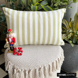 Lush Lines Verde - Green Cotton Decorative Lumbar Cushion Cover