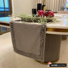 Crystals - Faux Suede Silver, Grey Decorative Table Runners