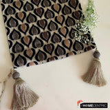 Peacock Art Deco - Velvet Black, Brown Decorative Table Runners