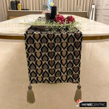 Peacock Art Deco - Velvet Black, Brown Decorative Table Runners