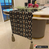 Peacock Art Deco - Velvet Black, Brown Decorative Table Runners