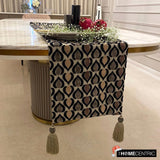 Peacock Art Deco - Velvet Black, Brown Decorative Table Runners