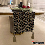 Peacock Art Deco - Velvet Black, Brown Decorative Table Runners