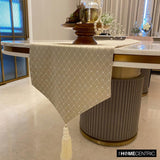 Crystal Angles - Beige Jacquard Decorative Table Runner