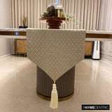 Crystal Angles - Beige Jacquard Decorative Table Runner