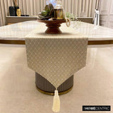 Crystal Angles - Beige Jacquard Decorative Table Runner